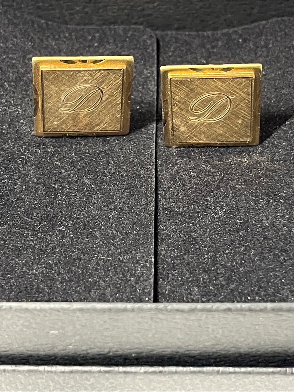 Vintage Gold-Tone Square 'D' Monogram Cufflinks